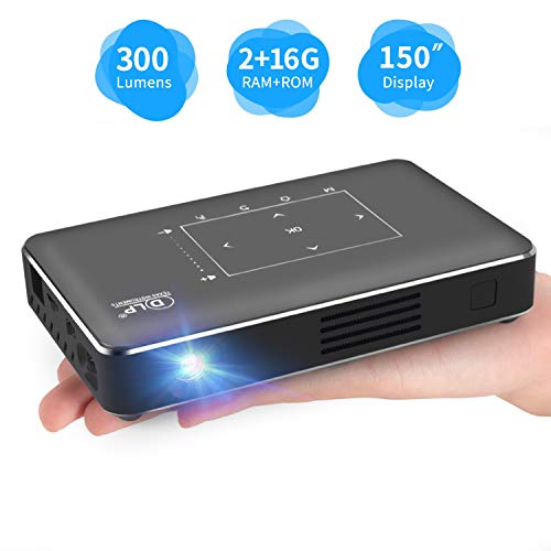 Portable Mini Projector, Haidiscool Pocket Video DLP Pico Projector 300 ANSI Lumen with WiFi, USB, HDMI, Support iPhone, Android, Laptop, PC, 1080P Movie, for Home Theater/Small Business Presentation