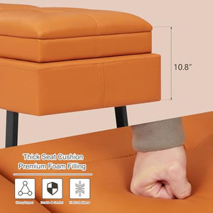 Kinfant Reception Bench, 7-Seats Upholstered Office Guest Bench, Orange