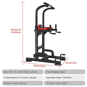 WSSW Power Tower Dip Station Pull Up Bar for Home Gym Adjustable Height Strength Training Workout Equipment