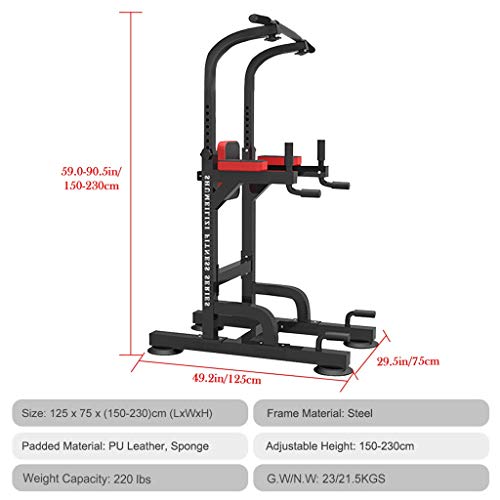 WSSW Power Tower Dip Station Pull Up Bar for Home Gym Adjustable Height Strength Training Workout Equipment