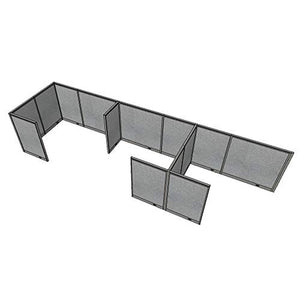 G GOF 3 Person Separate Workstation Cubicle (5'D x 18'W x 4'H) - Grey