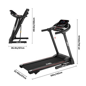 Ober Folding Treadmills for Home with Manual Incline, 2.5HP Portable Electric Foldable Treadmills with Updated Display, 242 lb Bearing Weight Jogging Walking Running Machine for Home Office Use