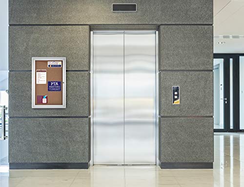 Adir Enclosed Bulletin Board - Single Door Locking Cork Board Display Board for Home, School, Office, and More. 24"x36" (Silver / Cork)