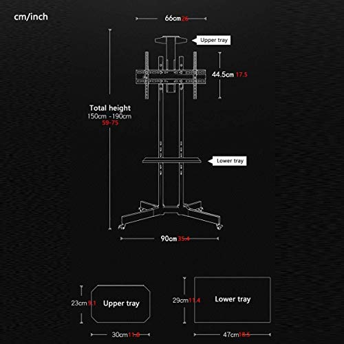 Goakwwuz Mobile TV Cart Stand for 37-60 Inch TVs