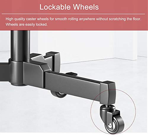 YokIma Black Tilt Rolling TV Cart for 32-70 Inch LCD LED TVs with Wheels & AV Shelf