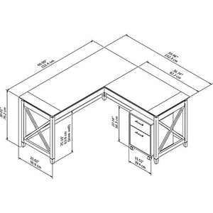 Bush Furniture Key West 60W L Shaped Desk with Mobile File Cabinet, Pure White Oak