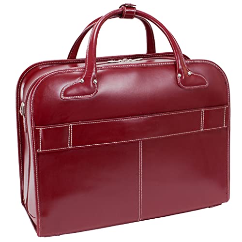 McKleinUSA McKlein Berkeley, Top Grain Cowhide Leather, 15" Patented Detachable -Wheeled Ladies' Briefcase, Red (97046)