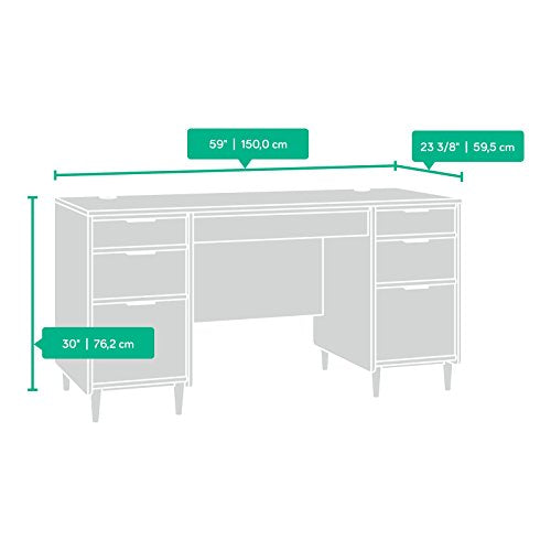 Sauder 421113 Clifford Place Executive Desk, L: 59.06" X W: 23.43" X H: 30.00", Grand Walnut finish