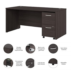 Bush Business Furniture Studio C Office Desk with Mobile File Cabinet, 66W x 30D, Storm Gray
