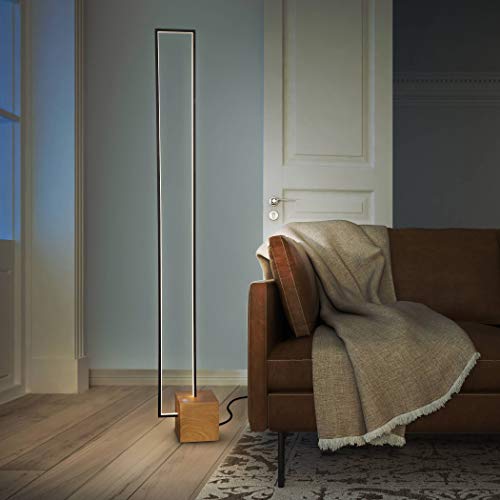VONN Silva VSSF5109BL 60" Floor Lamp in Plated Black Wood Finish Integrated LED, 8.75" L x 6" W x H