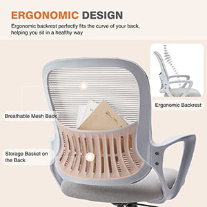 Sweetcrispy Ergonomic Office Computer Desk Chair with Lumbar Support, Grey