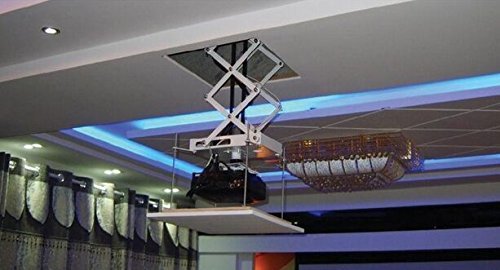 CGOLDENWALL 70CM Electric projector Lift Scissors Ceiling Mount Projector Hanger Projector Mount Remote Control For Cinema Church Hall School Double motors Max load 20kg