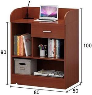 SMuCkS Lectern Podium Wood Multi-Layer Board School Classroom Teacher's Desk (Red, One Size)