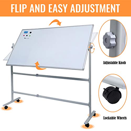 Whiteboard with Stand 72" x 36"Large Mobile Whiteboard Rolling Magnetic Dry Erase Board Office Classroom White Board on Wheels (72“×36“)