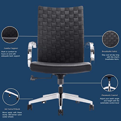 GM Seating Weeve Conference Room Chairs Set of 8 - High Back Leather Executive Office Chair