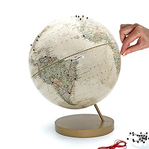 Push Pin Globe Ivory | Handmade World Travel Globe with Pins