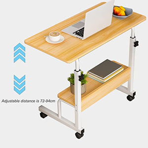 HH&DD Adjustable Side Table with Wheels for Small Spaces,Portable Mobile Laptop Table Small Standing Desk,Rolling Computer Cart Workstation for Sofa and Bed-B 80x40cm(31x16inch)