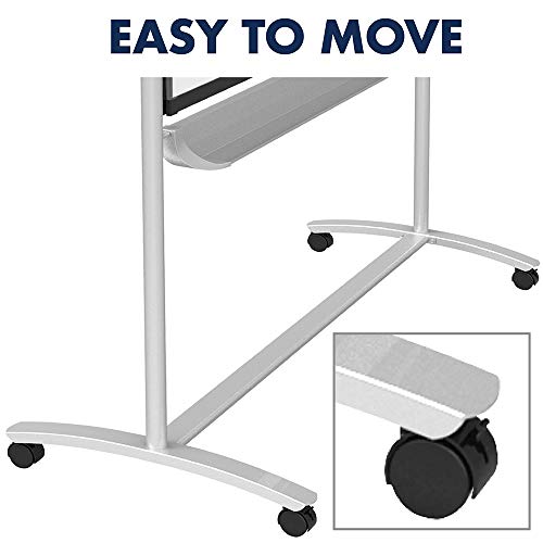 Quartet Easel, Magnetic Whiteboard, 4' x 3', Reversible, Mobile, Flipchart Holder, Prestige 2, Black Frame (ECM43P2)