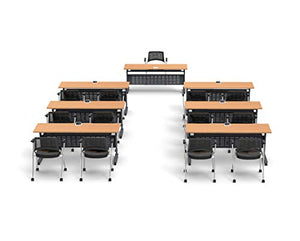 Team Tables 13 Person Training Meeting Seminar Classroom Folding Table Model 5648 - Beech Finish