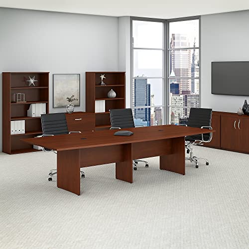 Bush Business Furniture Conference Table for 8-10 People | Boat Shaped 10 FT Meeting Desk, Hansen Cherry