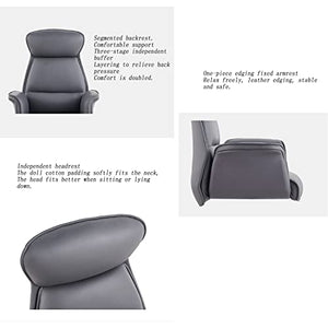 HUIQC Ergonomic Cowhide Boss Chair with Headrest, Reclining Office Chair - Brown