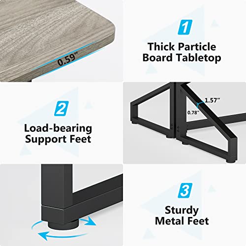 Tribesigns 8FT Conference Table with Cable Grommet, 94.48L x 47.24W x 29.52H Inch, Gray and Black