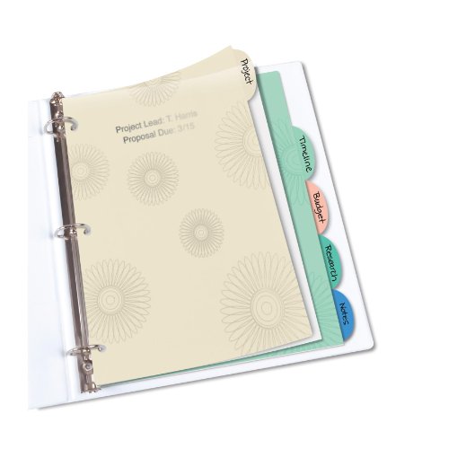 Avery Studio Collection Write-On Plastic Dividers, Flowers, 5-Tabs, 1 Set (17174)