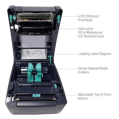 Generic Desktop Thermal Transfer Label Barcode Printer - 4.25", 203 dpi - Navy Blue