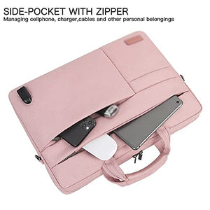 SSMDYLYM Waterproof Laptop Bag Carrying Bag Shoulder Bag Briefcase with USB Charging Port Notebook (Color : Pink, Size : 17-inch)