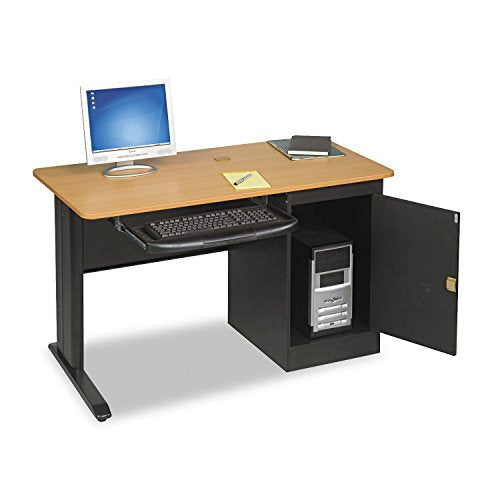 Balt LX 48 Single Workstation, 48 Inch Wide, Locking CPU Holder, Teak, (89843)