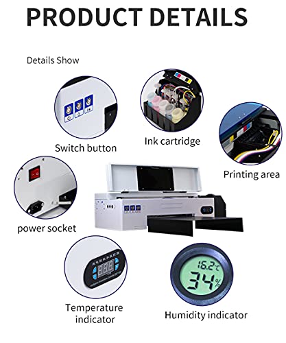 DTF Transfer Printer with Roll Feeder, T-Shirt Printing Machine with L1800 printhead for Dark/Light T-Shirt(with Software)