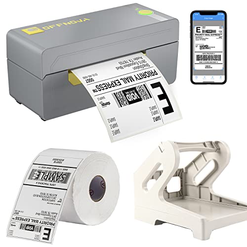 OFFNOVA High Speed Bluetooth Thermal Label Printer and a Roll of 500 4" x 6" Shipping Thermal Labels Bundle