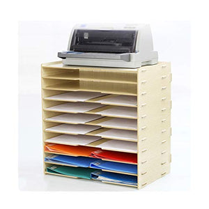 None Wooden Multi-Layer File Holder Office Paper Information Frame Printer Storage Folder Data Frame Rack