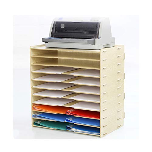 Wooden Multi-Layer File Holder Office Paper Information Frame Printer Storage Folder Data Frame Rack