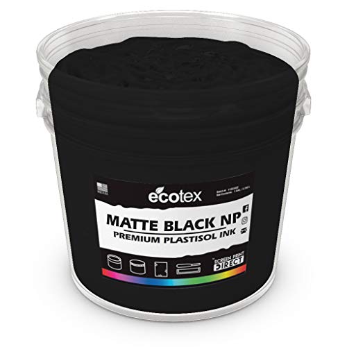 Ecotex Matte Black NP Plastisol Ink for Screen Printing - Non Phthalate Formula - All Sizes (5 Gallon)