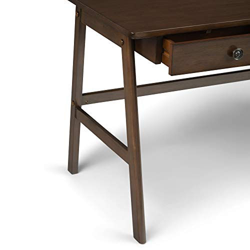 SIMPLIHOME Rylie SOLID WOOD Contemporary Modern 60 inch Wide Home Office Desk, Writing Table, Workstation, Study Table Furniture in Natural Aged Brown with 3 Drawers