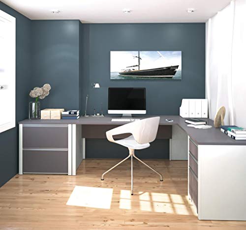 Bestar 2-Piece Set Including a L-Shaped Desk and a lateral File Cabinet - Connexion