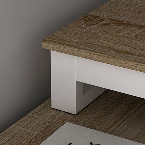 Homsee L-Shaped Home Office Computer Desk with Storage Cabinet - Walnut and White