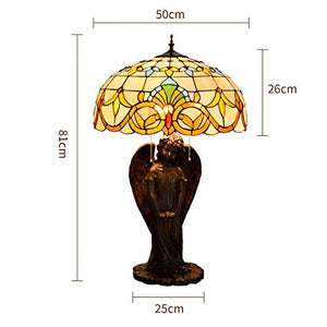 Xiaochen Antique Tiffany Table Lamp Yellow Glass Desk Lamp