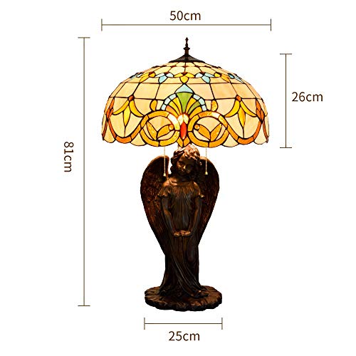 Xiaochen Antique Tiffany Table Lamp Yellow Glass Desk Lamp
