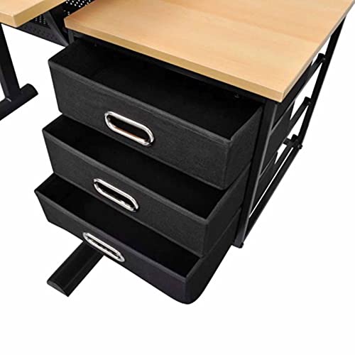 YYCCOO Three Drawers Tiltable Tabletop Drawing Table with Stool, Steady and Durable, MDF, Powder Coated Iron Legs
