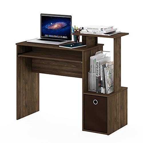 FURINNO Econ Multipurpose Home Office Computer Writing Desk, Columbia Walnut/Dark Brown