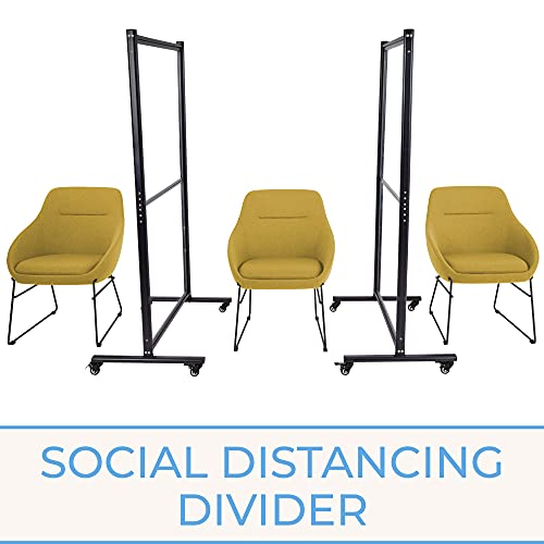 Stand Steady Mobile Plastic Room Divider | Clear Acrylic Sneeze Guard with Wheels | Large Portable Separation Panel | Social Distancing Barrier for Office, School, Gym, & Restaurant