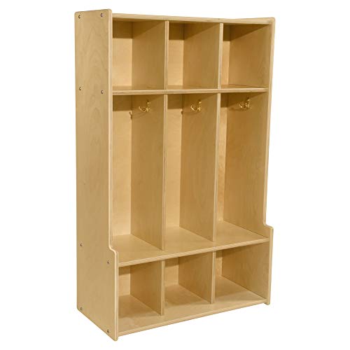 Contender 3-Section Coat Locker with Bench & Cubbies Storage Shelves, Backpack Hook, Shoe Bench Entryway with Storage for Preschool, Classroom, Daycares, Home