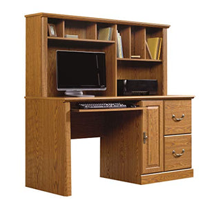 Sauder 401354 Orchard Hills Computer Desk with Hutch, L: 58.74" x D: 23.47" x H: 57.24", Carolina Oak finish