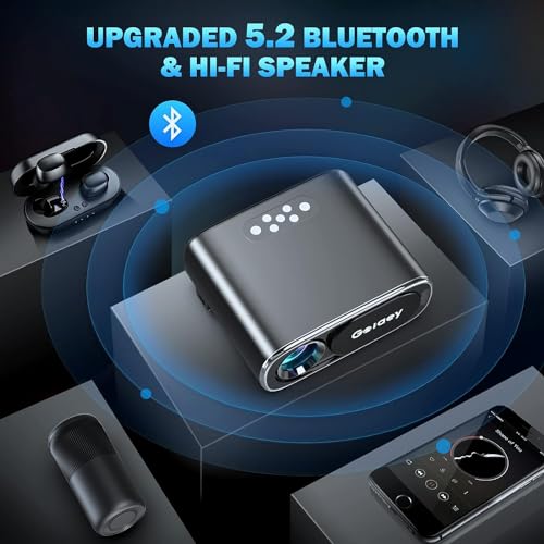 Goiaey WiFi Bluetooth Projector, 1080P Full HD 4K Supported, Portable Outdoor Movie, Auto Focus, Keystone & Zoom, Smart for Phone/PC/TV Stick