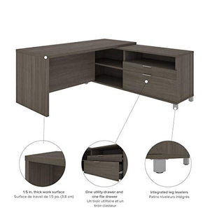 Bestar, Universel Collection, Modern Executive Office L-Shaped Desk with Storage Space