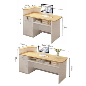 HSHBDDM Modern Reception Desk with Counter, Retail Counter with Display Shelf & Drawers