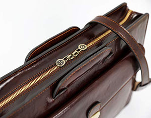 Leather Briefcase for Men Handmade Italian Bag Classy Brown Attache Case - Time Resistance