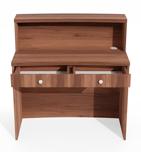 UGOS Mono Walnut Modern Reception Desk with Transaction Counter | Laminate Desktop | Multifunctional Standing Front Desk (40 inch)